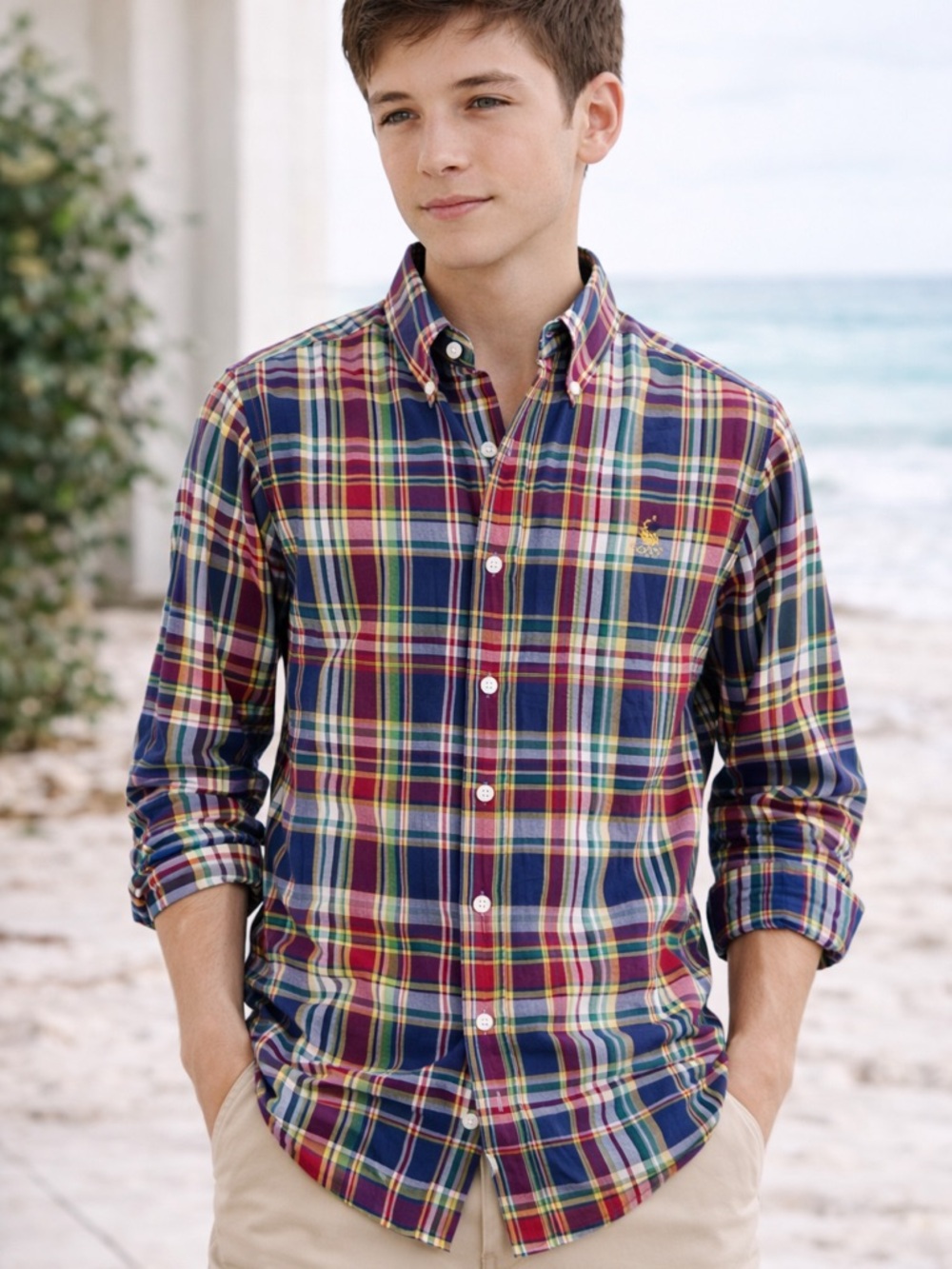 Polo Ralph Lauren Plaid Button Down Shirt Multicolor Youth XL 20 Men’s XS S